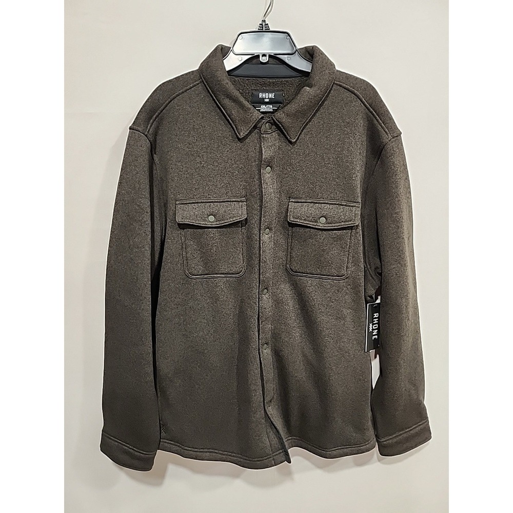Rhone NWT Fleece Shacket Mens XXL Dark Moss Heather Long-sleeved Pockets Outdoor